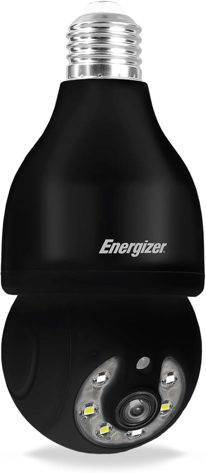 Energizer Smart Outdoor 2K QHD Security Socket Camera, 5GHz & 2.4 GHz Dual Band, Pan & Tilt Motion Tracking, 2-Way Audio, Night Vision, Recording, Instant Alerts, Voice Control with Google & Alexa,