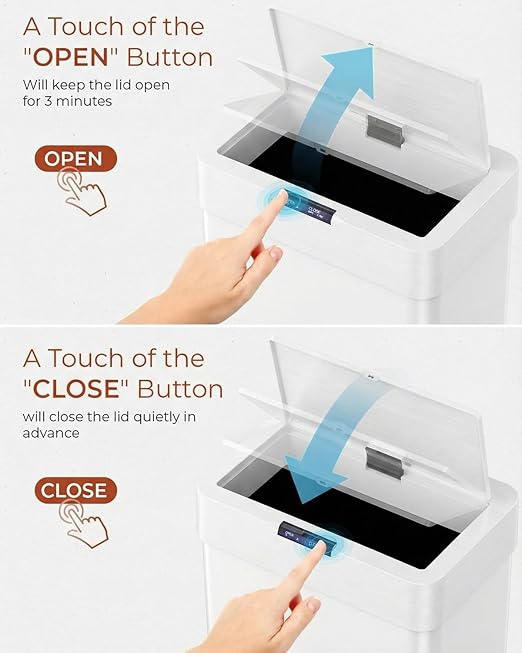 TLSUNNY 18.5 Gallon Motion Sensor Trash Can,Touchless Automatic Garbage Can,Brushed Stainless Steel Smart Bin,with Bag Holder,Soft Close Lid,for Kitchen,Office,RV,Bedroom,Living Room (White, 70L)