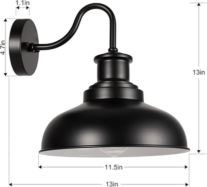 Outdoor Barn Light Outdoor Wall Sconce Farmhouse Exterior Wall Mount Light Vintage Outside Lighting Fixture Industrial Black White Lantern for Porch, Entryway, Garage, 1 Pack