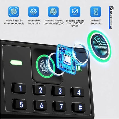 XDeer Biometric Safe Box, 0.78 Cuft Small Safe with 4 Unlocking Ways | Fingerprint/Backlit Keypad/Keys/APP, LED Light, Silent Mode, Adjustable Shelf, Smart Home Safe for Cash/Jewelry/Documents