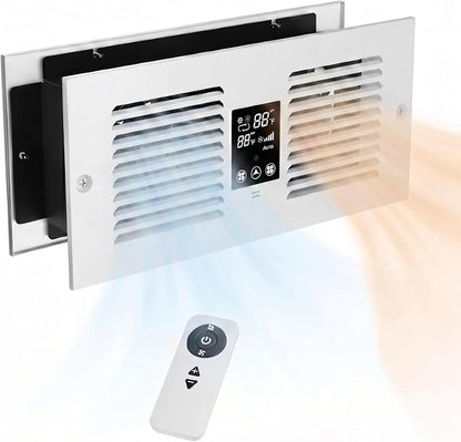 Hardwired Reversible Room to Room Fan, 300 CFM Through Wall Fan | No Plug, 2-Way Airflow, Remote Control, Thermostat 35F-99F, 5 Speeds, Fits 3.8-7.4 in Walls, Bedroom, Kitchen, Laundry