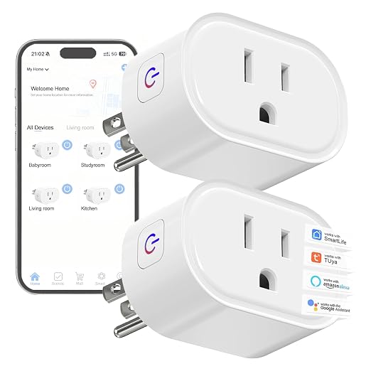 Smart Plug Ultra Mini 10A, Smart Home Wi-Fi Outlet | Works with Alexa & Google Home, No Hub Required, 2.4GHz Wi-Fi Only, ETL FCC Listed, 2 Pack, White