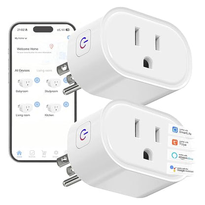 Smart Plug Ultra Mini 10A, Smart Home Wi-Fi Outlet | Works with Alexa & Google Home, No Hub Required, 2.4GHz Wi-Fi Only, ETL FCC Listed, 2 Pack, White