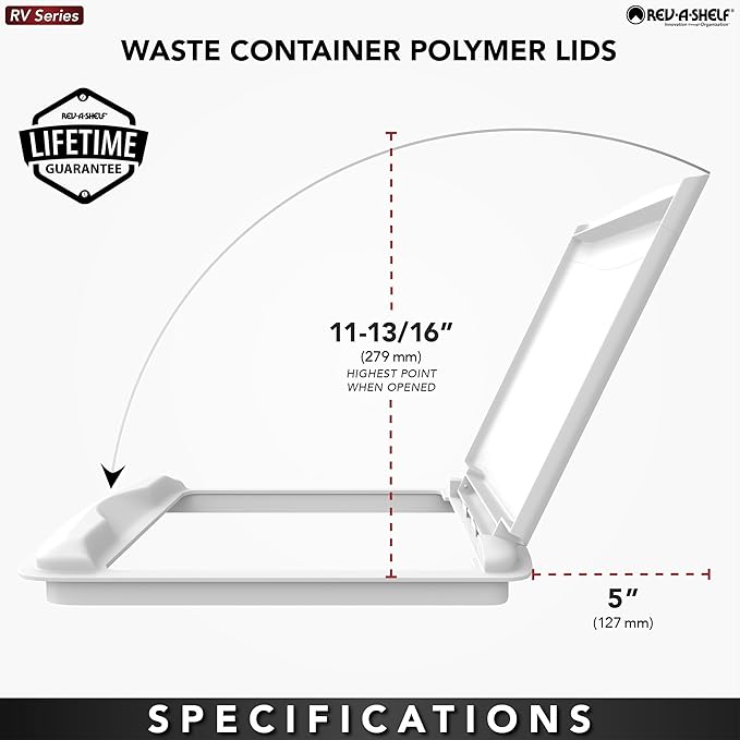 Rev-A-Shelf 50 Qt Under Sink Garbage Can Lid for Base Kitchen and Bathroom Cabinet, Replacement Plastic Trash Bin Lid Only, Gray, RV-50-LID-13-1-40