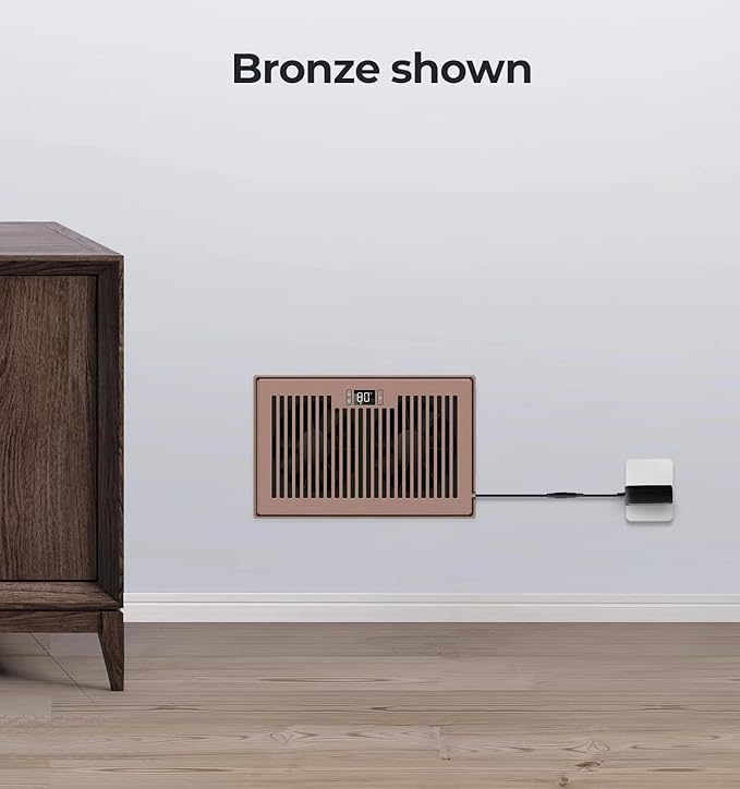 BIOWIND Quiet Register Booster Fan Fits 6" x 10" Register Holes, 10-Speed Smart Heating Cooling AC Vent Fan with Remote Control and Thermostat Control - Bronze