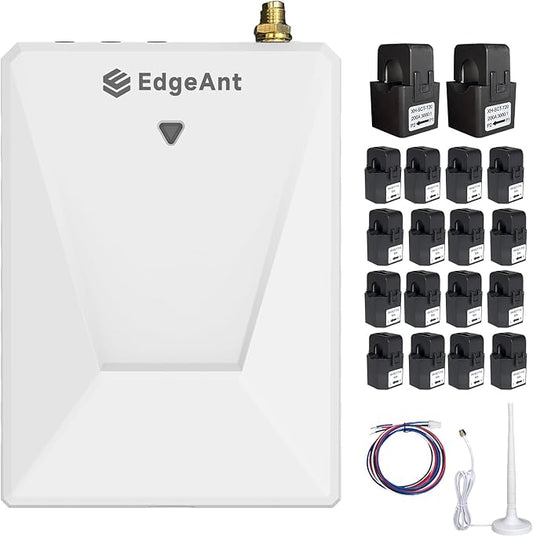 Energy Monitor with 16 50A and 2-200A Circuit Level Sensors, Smart Home Real-Time Accurate Energy Consumption Tracking, WiFi Meter Solar/Net Metering, 2.4 GHz WiFi