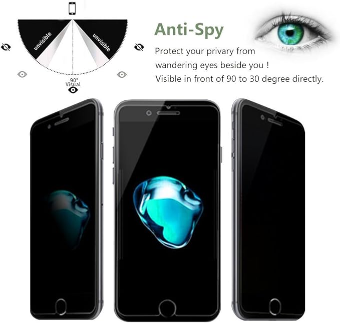 YWXTW [2 Pack] for iPhone 8 Plus iPhone 7 Plus Privacy Screen Protector, Tempered Glass Scratch-Resistant 9H Hardness Bubble Free Black Film Screen Protector for Apple iPhone 7 Plus, 8 Plus