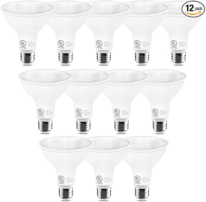 LightingWill 11W Par30 LED Bulb (75W Equivalent), UL Listed, 3000K Warm White Dimmable Flood Light Bulbs, 850 Lumens, E26 Base, LED Recessed Light Bulbs for Indoor Outdoor, 12 Pack