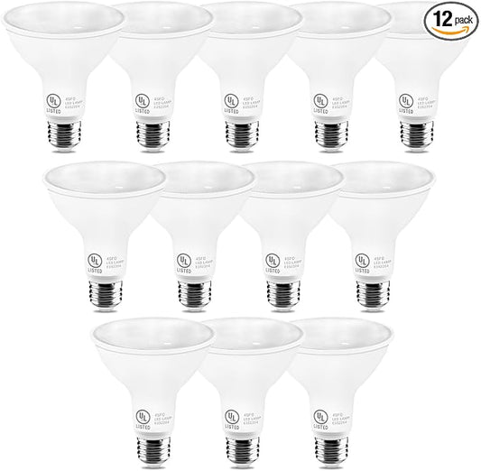 LightingWill 11W Par30 LED Bulb (75W Equivalent), UL Listed, 5000K Daylight White Dimmable Flood Light Bulbs, 850 Lumens, E26 Base, LED Recessed Light Bulbs for Indoor Outdoor, 12 Pack
