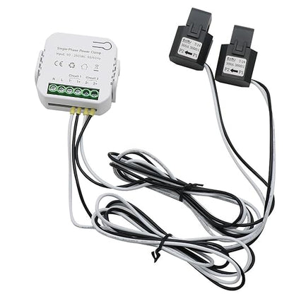 AC110V 220V 300A Tuya App Smart Two-Way Bilateral WiFi Energy Meter with 2PCS 300A 24MM CT Current Transformers Clamps Sensors KWh Power Eenrgy Electricity Consumption Monitor Meter Voltmeter Ammeter