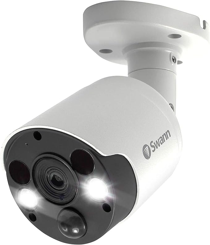 Swann Add-On DVR Bullet Security Camera with Sensor Spotlight, 4K Ultra HD Video, Indoor or Outdoor Design, Dusk to Dawn Color Night Vision Plus True Detect Heat and Motion Detection
