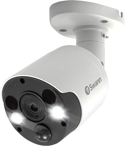 Swann Add-On DVR Bullet Security Camera with Sensor Spotlight, 4K Ultra HD Video, Indoor or Outdoor Design, Dusk to Dawn Color Night Vision Plus True Detect Heat and Motion Detection