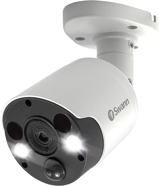 Swann Add-On DVR Bullet Security Camera with Sensor Spotlight, 4K Ultra HD Video, Indoor or Outdoor Design, Dusk to Dawn Color Night Vision Plus True Detect Heat and Motion Detection