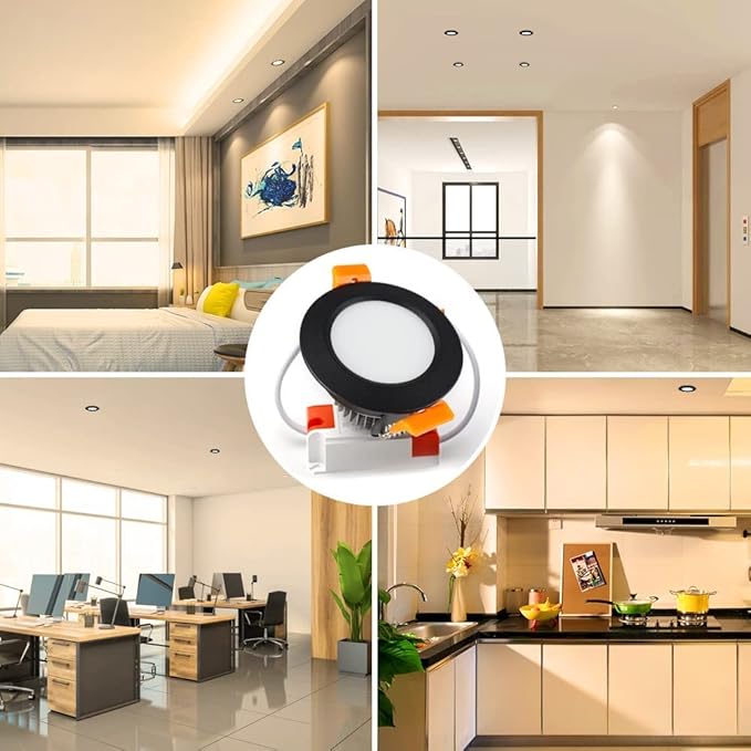 LEDLightsWorld 2 Inch LED Recessed Lighting Dimmable Downlight, 3W(35W Equivalent), 3000K Warm White, Black LED Recessed Light with LED Driver (1 Pack)