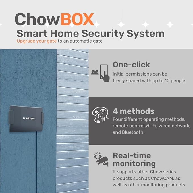 TMT ChowBOX, IP56 Waterproof AIoT Remote Control Box for Gate Openers, Remote by WiFi, Bluetooth & Ethernet Line, Upgrade Gate Openers to Automatic Gate Openers with Complete Kit (App Compatible)