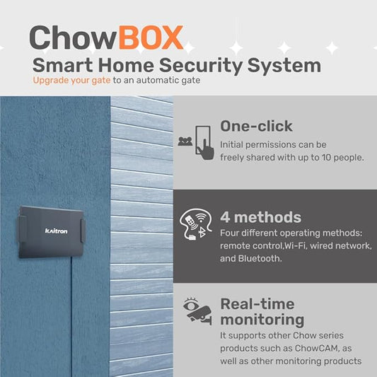 TMT ChowBOX, IP56 Waterproof AIoT Remote Control Box for Gate Openers, Remote by WiFi, Bluetooth & Ethernet Line, Upgrade Gate Openers to Automatic Gate Openers with Complete Kit (App Compatible)