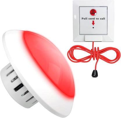 Wireless Emergency Call Button for Elderly, Bathroom Pull Cord Alarm with Strobe Light, 1 Pager Receiver 1 Help Button, Medical Alert System for Seniors, Disabled, Patients, Caregivers