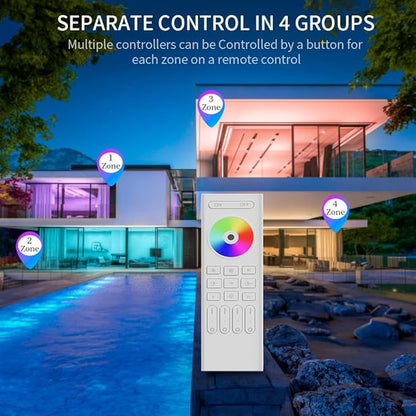 RC03RF Wireless 2.4G RF 4 Zone RGB RGBW RGBCCT Wall Mounted & Mobile Smart Remote Powered by 2XAAA Batteries 3V Work with C03W C03Z C04W C05Z Controller
