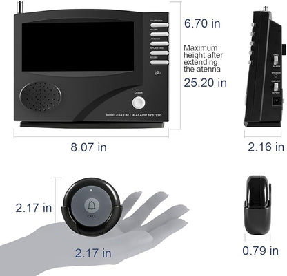Wireless Calling System Nurse Call System Caregiver Pager for Restaurant Clinic Nursing Home 7 Languages 8 Alert Tones, 10 Call Buttons and 1 Monitoring Unit for Patients Seniors Customer