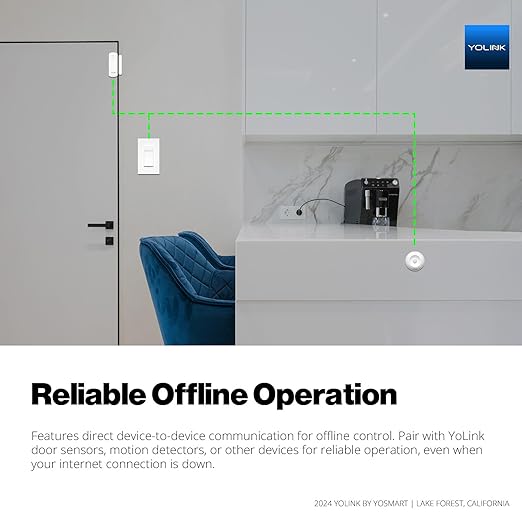 Wall Switch, YoLink 1/4 Mile Super Long Range Smart Light Switch Single Pole 10A in-Wall Switch Compatible with Alexa Google Assistant Home IFTTT, ETL Listed, Neutral Wire Needed, YoLink Hub Required