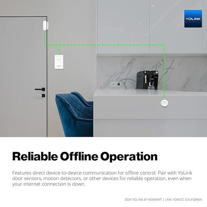 Wall Switch, YoLink 1/4 Mile Super Long Range Smart Light Switch Single Pole 10A in-Wall Switch Compatible with Alexa Google Assistant Home IFTTT, ETL Listed, Neutral Wire Needed, YoLink Hub Required