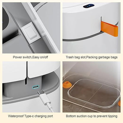 MUEE 3.5 Gal Automatic Bagging Bathroom Trash Can, Motion Sensor, White