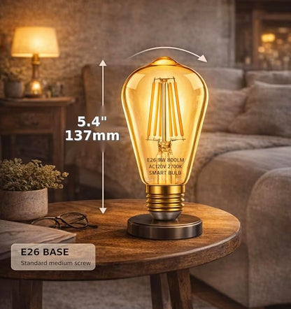 Smart Light Bulb Smart Bulbs LED WiFi Dimmable Vintage Smart Bulb ST19 Vintage Filament Smart Bulb E26 Base Soft Warm Amber No Hub Required