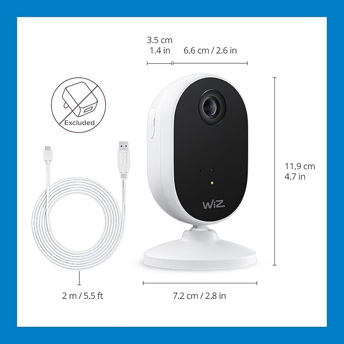 WiZ Indoor Security Camera - 1080p HD Video - Full-Duplex Audio - Activate with Motion - Control with App - Works with Alexa- Google Assistant and Siri Shortcuts- Bluetooth Compatible- No Hub Required
