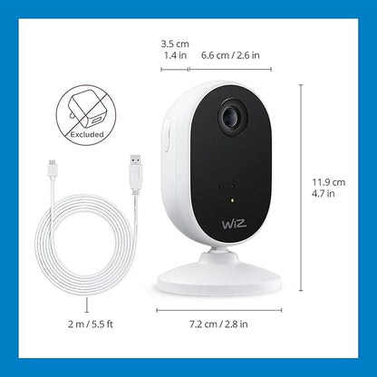 WiZ Indoor Security Camera - 1080p HD Video - Full-Duplex Audio - Activate with Motion - Control with App - Works with Alexa- Google Assistant and Siri Shortcuts- Bluetooth Compatible- No Hub Required