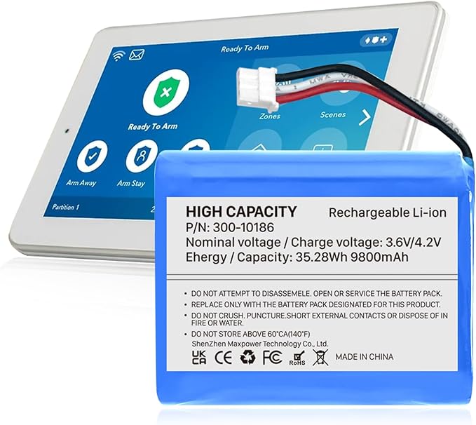 300-10186 Battery, [2026 Upgraded] 9800mAh Super High Capacity 0 Cycle Li-ion Replacement Battery for ADT Command Smart Security Panel ADT7AIO-1, ADT5AIO-2, ADT5AIO-3