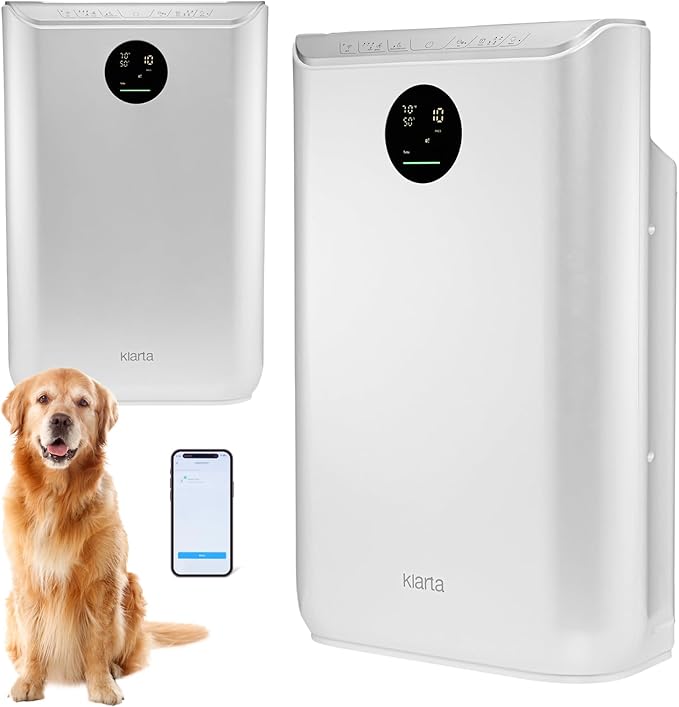Air Purifier for Large Room - Up to 2775 ft² - Smart WiFi App - Ultra Quiet 24 dB - Air Purifiers for Home Pets - Removes Allergens, Smoke & Pet Odors - 99.97% Particle Filtration - Klarta Stor