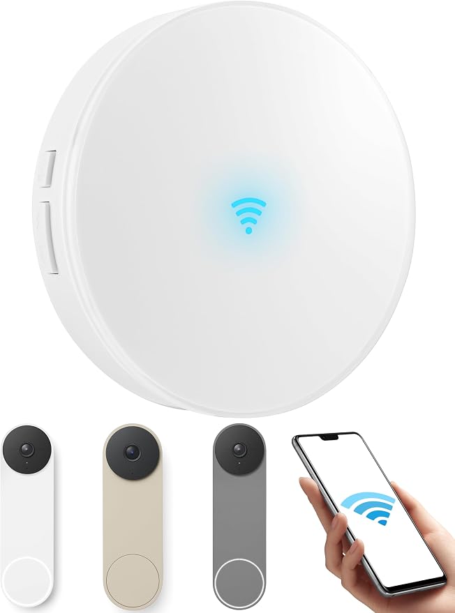 LUCKYDUO WiFi Doorbell Chime for Google Nest, 58 Tones, LED Flash