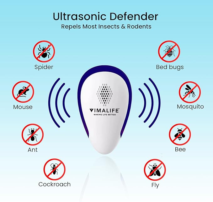 VIMALIFE 2026 Ultrasonic Pest Repeller Plug-In, Electronic Mosquito Repellent for Indoor Use, Roach, Ant, Spider & Rodent Control, Silent 3W Energy-Saving Electronic Home, Office, Gym Protection