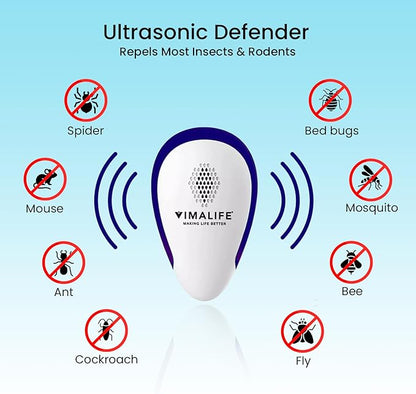 VIMALIFE 2026 Ultrasonic Pest Repeller Plug-In, Electronic Mosquito Repellent for Indoor Use, Roach, Ant, Spider & Rodent Control, Silent 3W Energy-Saving Electronic Home, Office, Gym Protection