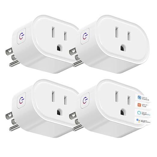 Smart Plug WiFi Outlet Works with Alexa & Google Home, 10A, 4 Pack | Smart Home Socket with Remote Control & Timer Function, WiFi Plug for household appliances, No Hub Required, 2.4GHz WiFi Only