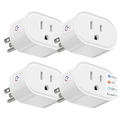 Smart Plug WiFi Outlet Works with Alexa & Google Home, 10A, 4 Pack | Smart Home Socket with Remote Control & Timer Function, WiFi Plug for household appliances, No Hub Required, 2.4GHz WiFi Only