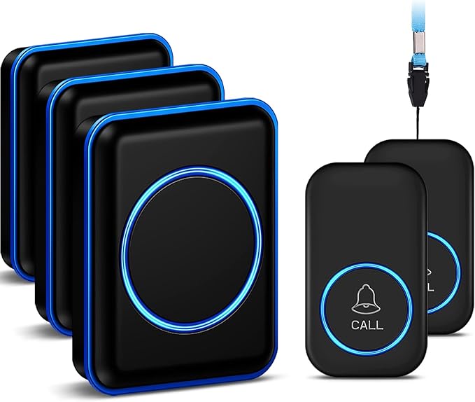 Caregiver Pager, FullHouse Wireless Call Button 1000+ Feet, SOS Alert Nurse Calling Elderly Fall Help System for Patient/Disabled Monitoring at Home, IP55 Waterproof