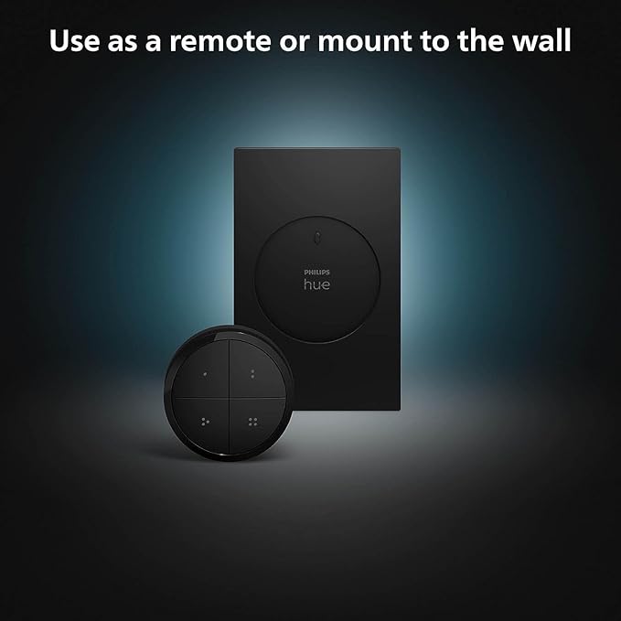 Philips Hue Wall Tap Dial Light Switch, Portable, Black - 1 Pack - Requires Lights and Bridge - Smart Home - Easy, No-Wire Installation