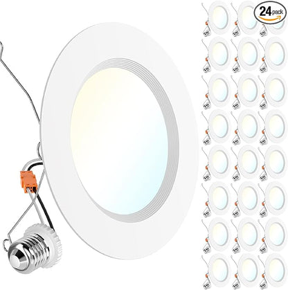 Sunco 24 Pack 6 Inch LED Recessed Light Retrofit, Can Lights for Ceiling, 1700 LM High Brightness, Selectable CCT 2700K/3000K/4000K/5000K/6000K, 17W=120W, Dimmable, Baffle Trim, Damp Rated UL