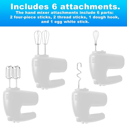 6pcs Hand Mixer Beaters Attachment for MX600B MX3200B MX600R MX1500W MX610B | Stainless Steel Hand Mixer Beaters Attachments Whisk Replacement for MX Series Electric Hand Mixers for Cooking and Baking