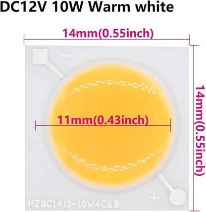 10pcs 12V LED COB Ceramic Chip 10W Beads Smart IC Lighting DIY Beads High Power for Led Spotlight LED Bulb Lamp Repair White(DC12V 10W Warm White)
