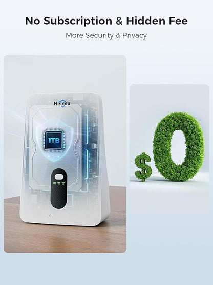 Hiseeu Solar Camera Outdoor Wireless, 4 Cam-Kit, No Subscription, Expandable to 10CH, Home Security Camera System, 2K Color Night Vision, PIR/AI Detection, IP66, 2.4G & 5G WiFi, 1TB Local Recording
