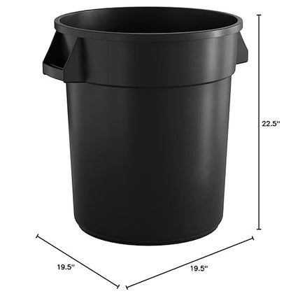 20 Gallon Black Round Commercial Trash Can, Heavy-Duty Food Grade NSF Certified Perfect for Restaurant, Office, School, Garage, Backyard, Workshop, Warehouse