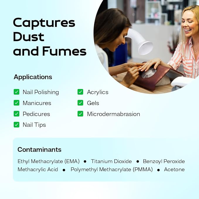Fume Extractor with 3 Stage Filtration Salon Pure Air Revolution - Smoke Removal System - Heavy Chemical Smell & Smoke Remover - Source Capture for Nail Salon DIYers Workshops (SPA-REV, White)