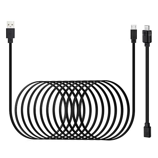 weishan 30ft USB C Cable Compatible with Blink Mini 2, Blink Mini and Blink Outdoor 4(4th Gen),(3rd Gen), XT, XT2 Cameras - 15m Long Flat Charging Cord with 1ft USB C Waterproof Adapter, Black