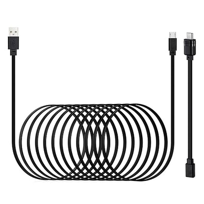 weishan 30ft USB C Cable Compatible with Blink Mini 2, Blink Mini and Blink Outdoor 4(4th Gen),(3rd Gen), XT, XT2 Cameras - 15m Long Flat Charging Cord with 1ft USB C Waterproof Adapter, Black