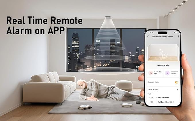 Human Presence Sensor WiFi Motion Detector mmWave Radar Wired Smart Motion Sensor Support Alexa/Google Home 2.4 GHz Wi-Fi Fall Detection for Seniors Privacy-Safe