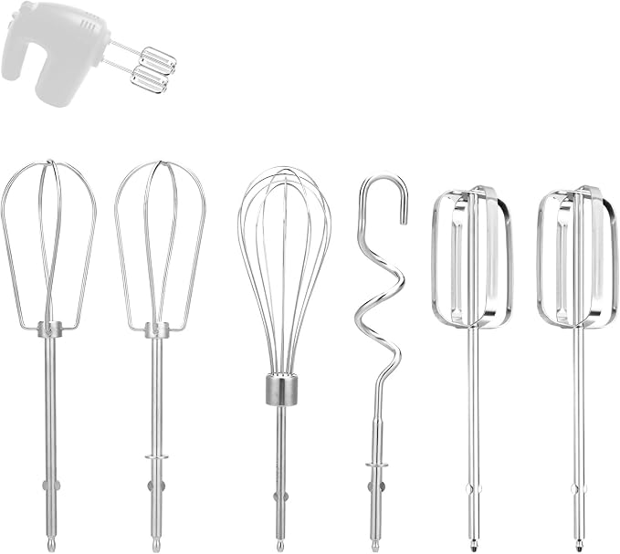 6pcs Hand Mixer Beaters Attachment for MX600B MX3200B MX600R MX1500W MX610B | Stainless Steel Hand Mixer Beaters Attachments Whisk Replacement for MX Series Electric Hand Mixers for Cooking and Baking