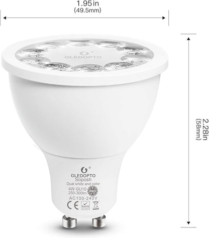 GLEDOPTO ZigBee 3.0 Smart 4W GU10 AC100-240V RGBCCT Spotlight Pro 25 Degree Beam Angle Color Change Bulb Dimmable Compatible with Amazon Echo Plus SmartThings App/Voice/RF Remote Control