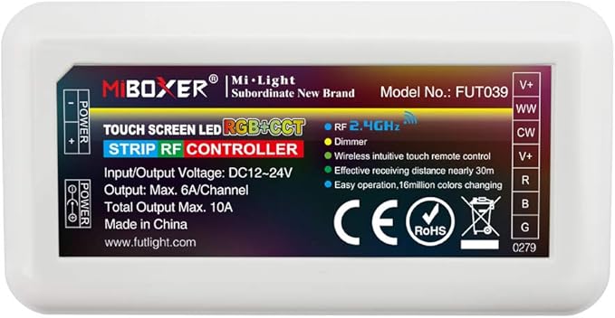 LGIDTECH Mi.Light DMX512 RGB+CCT LED Strip Controller DC 12-24V, Work with DMX512 Console Panel Via Milight DMX512 Transmitter (Sold Separately)